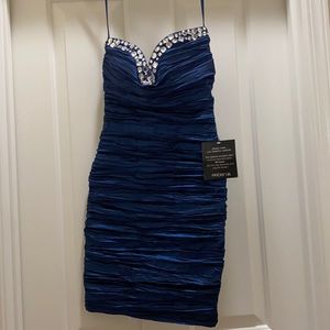 Blue strapless dress